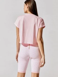 BALMAIN Cropped Short Sleeve Flocked Logo T-shirt - Eco Design Shop By Activity