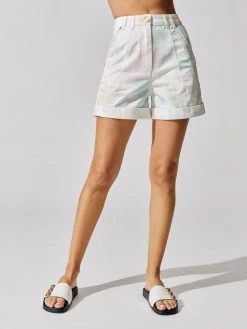 BALMAIN Bottoms High Waist Tie-dye Denim Shorts