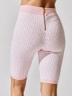 BALMAIN High Waist Monogram Jacquard Cycling Shorts 8 BALMAIN High Waist Monogram Jacquard Cycling Shorts