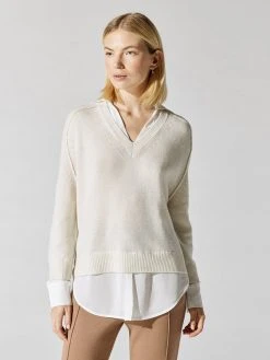 BROCHU WALKER Tops V-Neck Layered Pullover