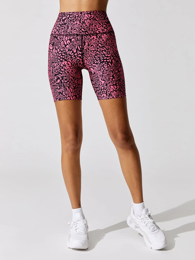 CARBON38 Bottoms Swirly Leopard Printed Biker Short 1 CARBON38 Bottoms Swirly Leopard Printed Biker Short