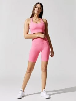 CARBON38 Bottoms High Rise Biker Short In Diamond Compression