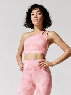 CARBON38 Matching Sets Super Soft Tie Dye One Shoulder Bra