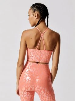 CARBON38 Metallic Leopard Longline Bra Sports Bras