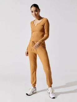 CARBON38 Tops Brushed Ribbed Notch Front Top