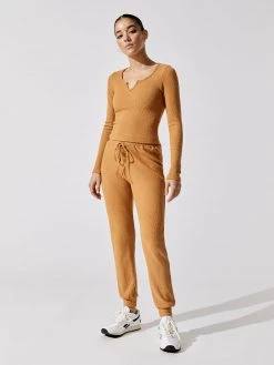 CARBON38 Brushed Ribbed Slim Jogger