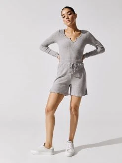 CARBON38 Brushed Ribbed Boyfriend Short