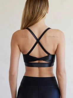 CARBON38 Sports Bras Flat Twist Cross Back Bra In Takara Shine