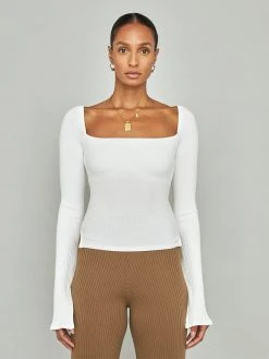 CARBON38 Split Sleeve Square Neck Top