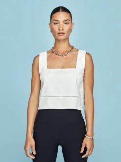 CARBON38 New Tops Linen Square Neck Tank