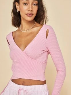 CARBON38 NEW Long Sleeve Cut Out Wrap Top