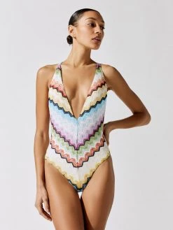 MISSONI Deep V One Piece Swimsuit Swim & Sun