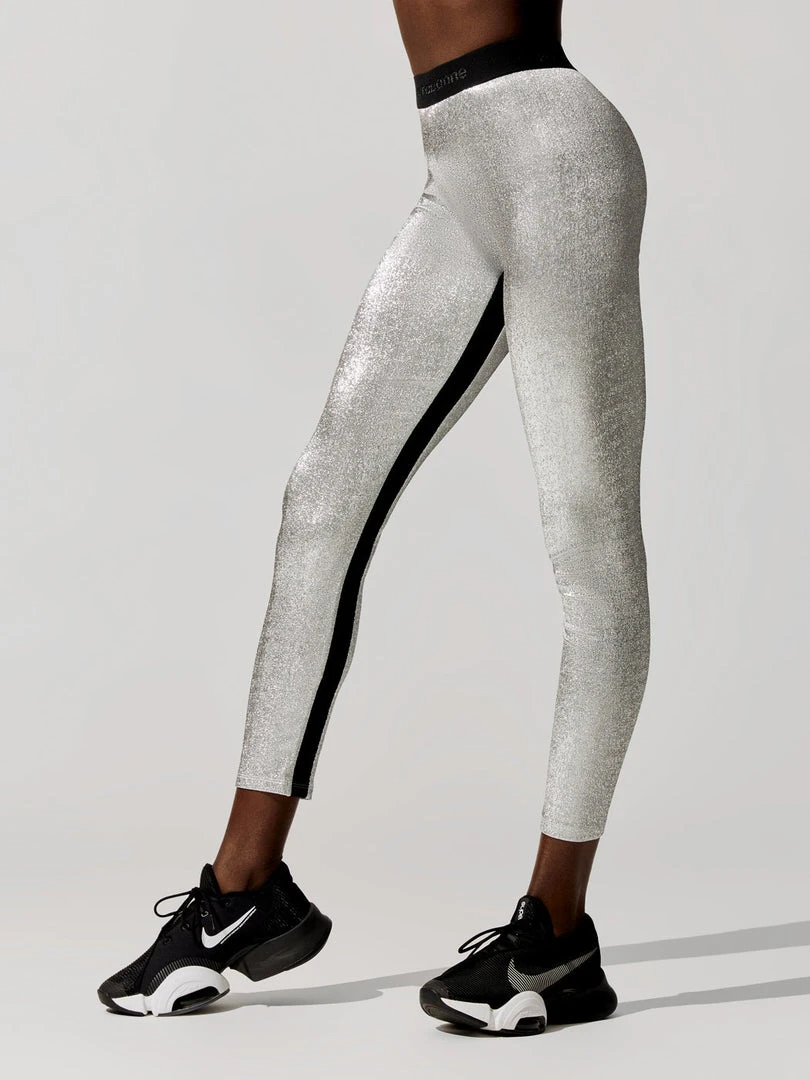 PACO RABANNE Pantalon Silver Metallic High Rise Leggings 2 PACO RABANNE Pantalon Silver Metallic High Rise Leggings