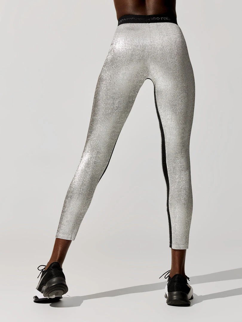PACO RABANNE Pantalon Silver Metallic High Rise Leggings 3 PACO RABANNE Pantalon Silver Metallic High Rise Leggings