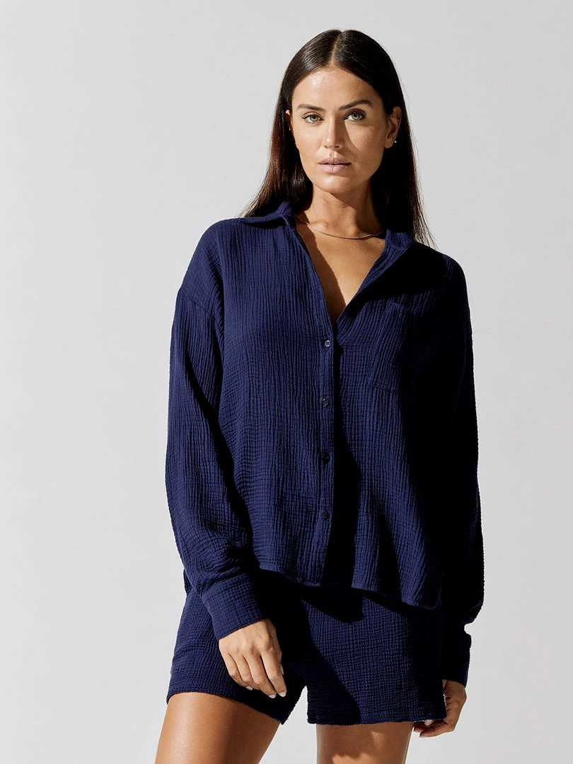 STATESIDE Gauze Long Sleeve Oversized Shirting Top New Tops 1 STATESIDE Gauze Long Sleeve Oversized Shirting Top New Tops