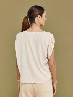 SUNDRY NEW Pleated Shoulder Tee