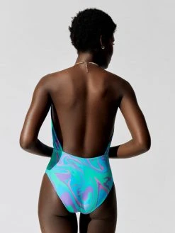 WEWOREWHAT Snake Chain Necklace One Piece Swimsuit Swim & Sun