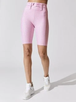 YEAR OF OURS Gingham Belted Biker Short Skirts & Shorts