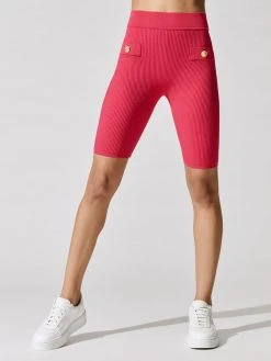 BALMAIN Skirts & Shorts High Waist Ribbed Knit Cycling Shorts