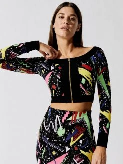 BALMAIN Matching Sets Zipped Off-the-shoulder 80s Jacquard Top