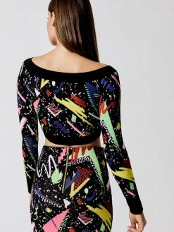 BALMAIN Matching Sets Zipped Off-the-shoulder 80s Jacquard Top