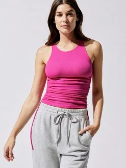 CARBON38 High Neck Ruched Tank