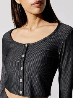 CARBON38 Cropped Shimmer Cardigan