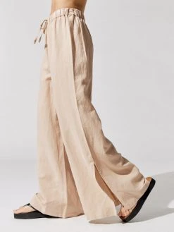 CARBON38 The Essential Capsule Linen Side Split Drawstring Pants