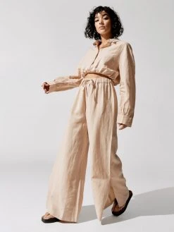 CARBON38 The Essential Capsule Linen Side Split Drawstring Pants